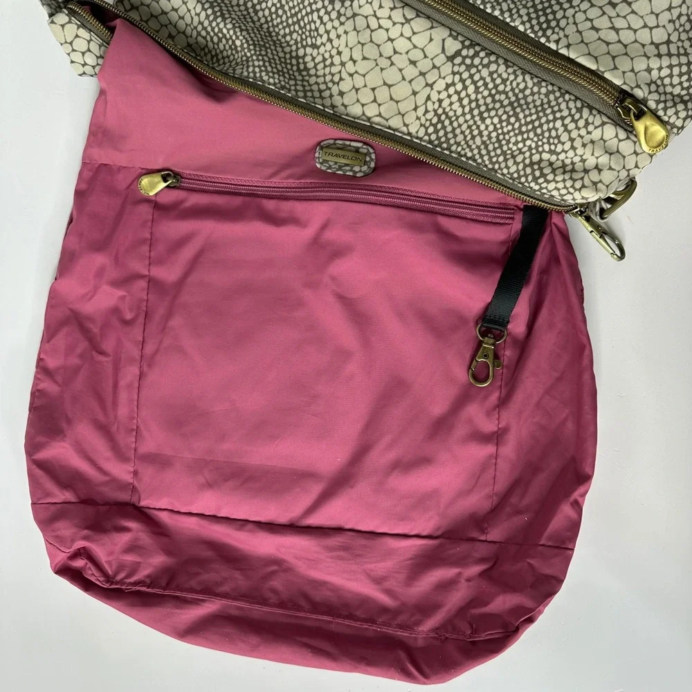 Travelon Snakeskin Print Crossbody Bag Anti-Theft RFID Shielded Gray Adjustable